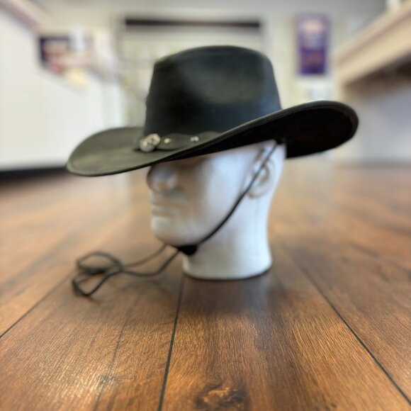 Wide Leather Cowboy/ Cowgirl Western Hat - Picture 3 of 13